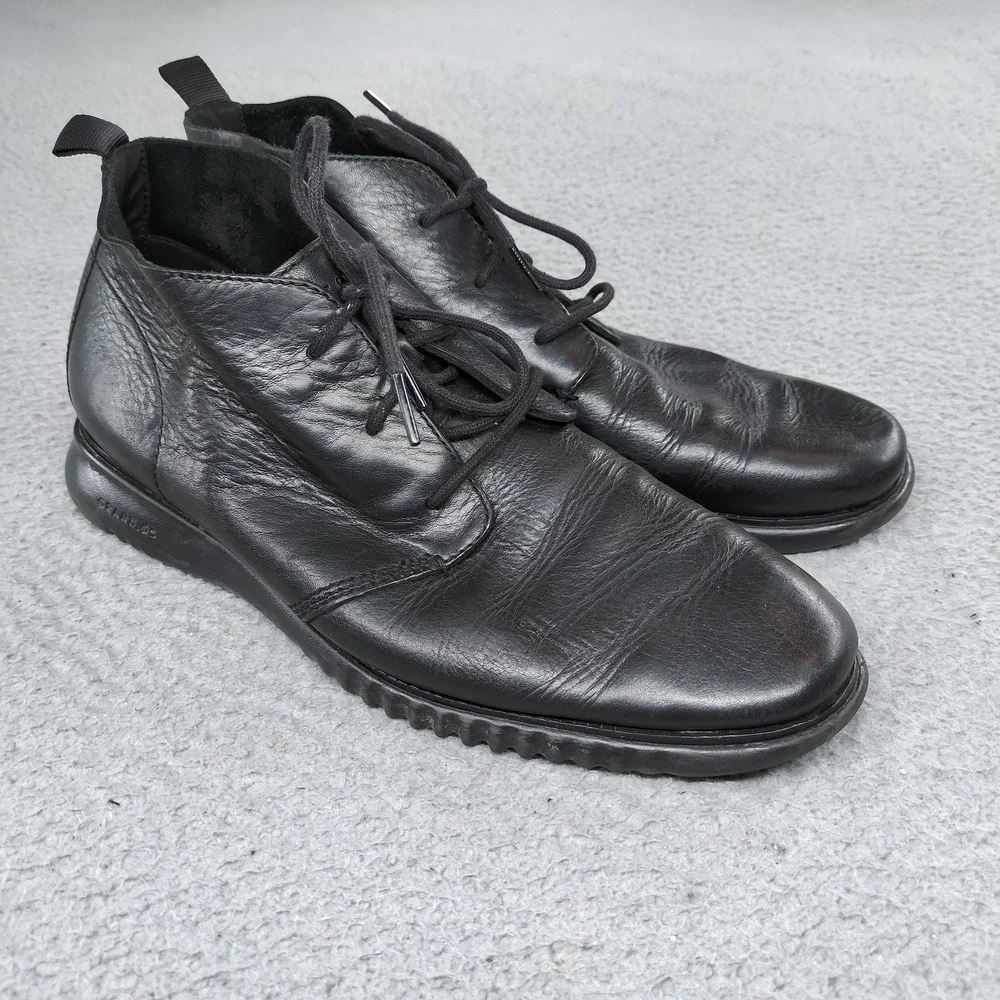Cole Haan Chukka Boots Mens Size 11.5 Black Leather 2.ZEROGRAND Grand.OS C21984